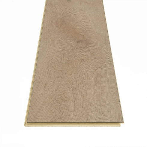Genova Oak LVP 9" wide flooring plank with a natural wood grain pattern on a white background
