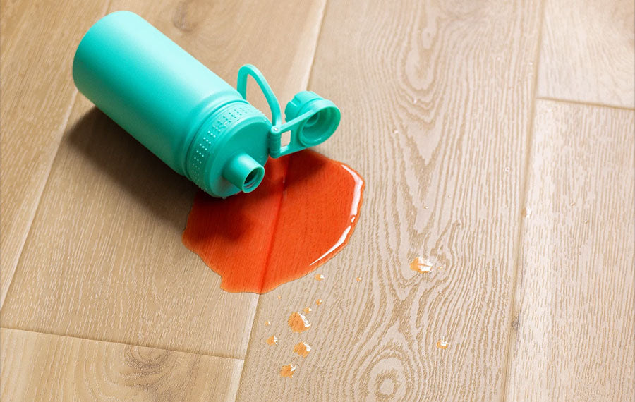 Photo of juice spill on COREtec luxury vinyl flooring