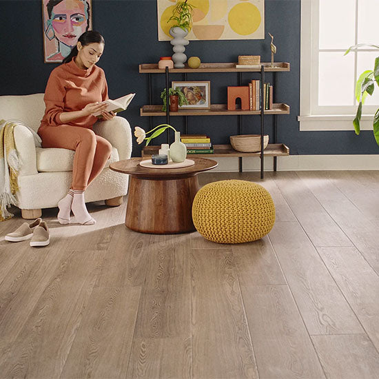 Photo of Tawny Beech flooring from COREtec. Available from Bestfloorfordogs.com